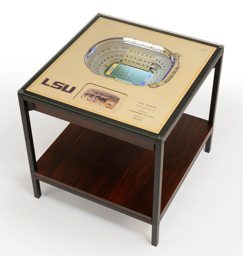 LSU Tigers—Tiger Stadium 25-Layer "StadiumViews" Lighted 3D End Table - Texas Time Gifts and Fine Art