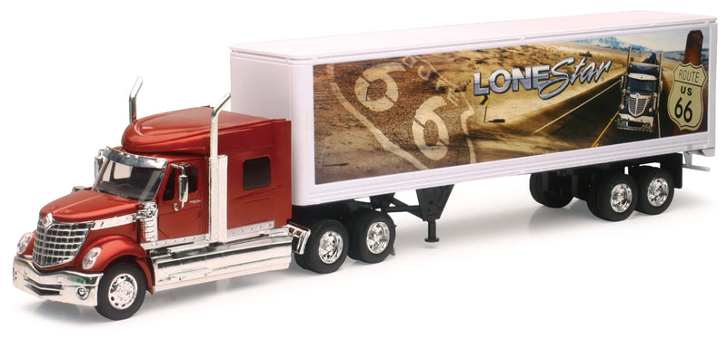 International Lonestar Tractor with Dry Van Trailer and "Route 66" Graphics Diecast Collectible - Texas Time Gifts and Fine Art