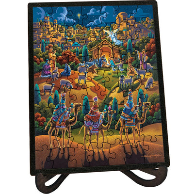 "Nativity" Picture Perfect Framed Wooden Jigsaw Puzzle with Easel (Desk Decor) - Texas Time Gifts and Fine Art