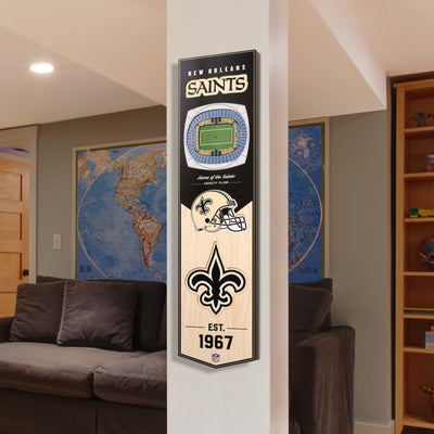 "New Orleans Saints—'Home of the Saints'" 3D Stadium Banner Wall Decor—8" x 32" - Texas Time Gifts and Fine Art - Texas Time Gifts and Fine Art