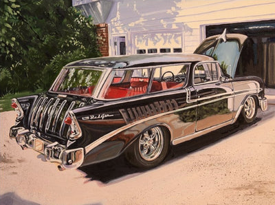 "Nomad Master" (Classic Station Wagon) Premium Wooden Jigsaw Puzzle—Postcard-Size - Texas Time Gifts and Fine Art