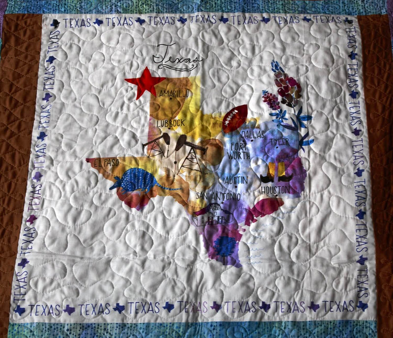 "Super Texas Map" Quilt—72" x 55" - Texas Time Gifts and Fine Art