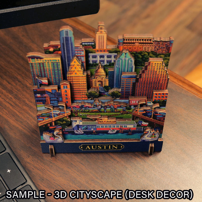 "San Antonio" CityScape (Dimensional Desk Decor) - Texas Time Gifts and Fine Art