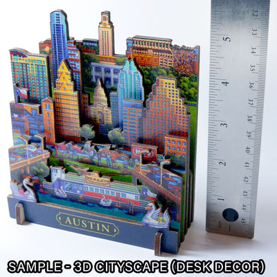 "San Antonio" CityScape (Dimensional Desk Decor) - Texas Time Gifts and Fine Art
