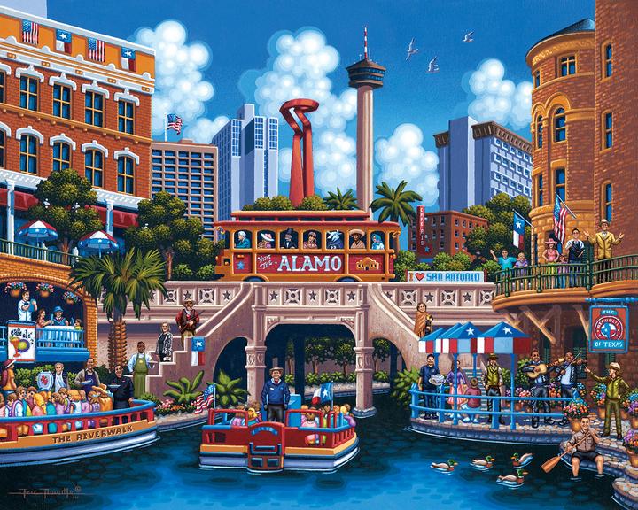 "San Antonio" Rolled Canvas Giclée Print Wall Art - Texas Time Gifts and Fine Art