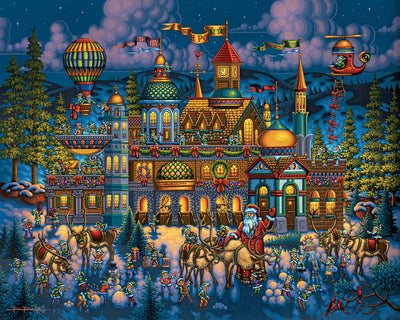 "Santa's Workshop" Rolled Canvas Giclée Print Wall Art - Texas Time Gifts and Fine Art