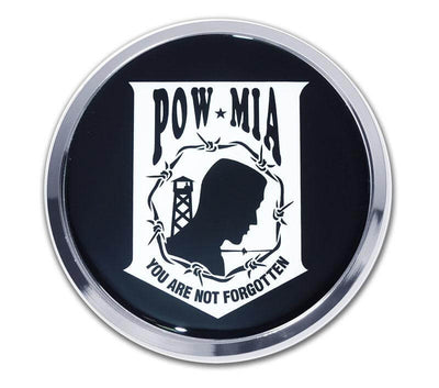 "POW/MIA" Chrome Car Emblem - Texas Time Gifts and Fine Art