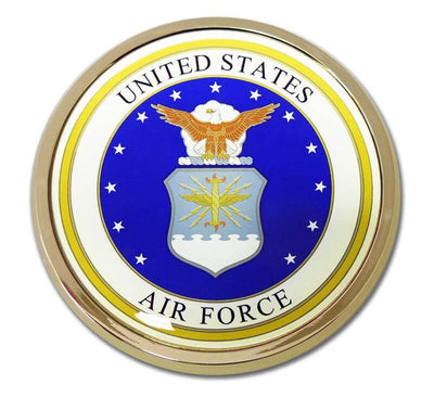 "United States Air Force Seal" Chrome Car Emblem - Texas Time Gifts and Fine Art
