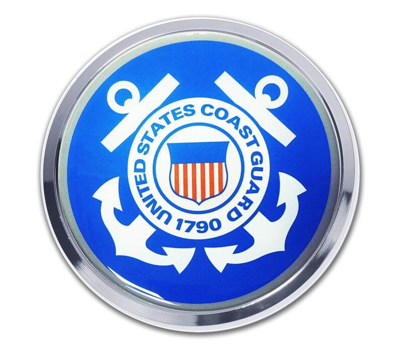 "United States Coast Guard Seal" Chrome Car Emblem - Texas Time Gifts and Fine Art