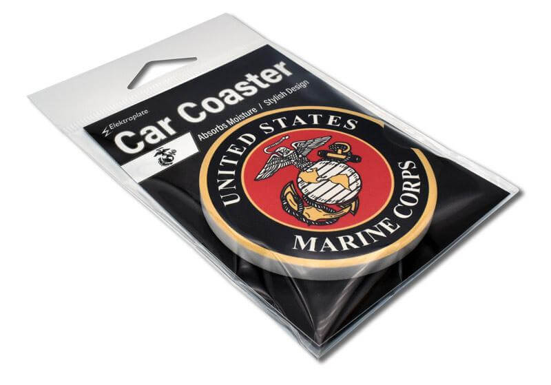 "United States Marine Corps Insignia" Absorbent Car Coaster - Texas Time Gifts and Fine Art
