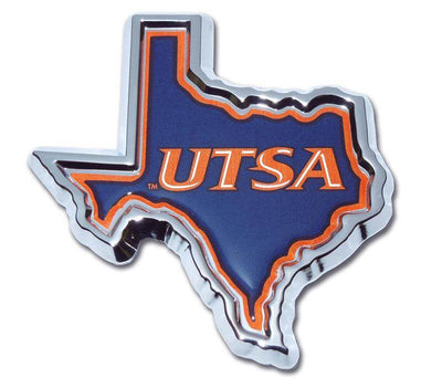 "UTSA" Texas-Shaped Chrome Car Emblem - Texas Time Gifts and Fine Art