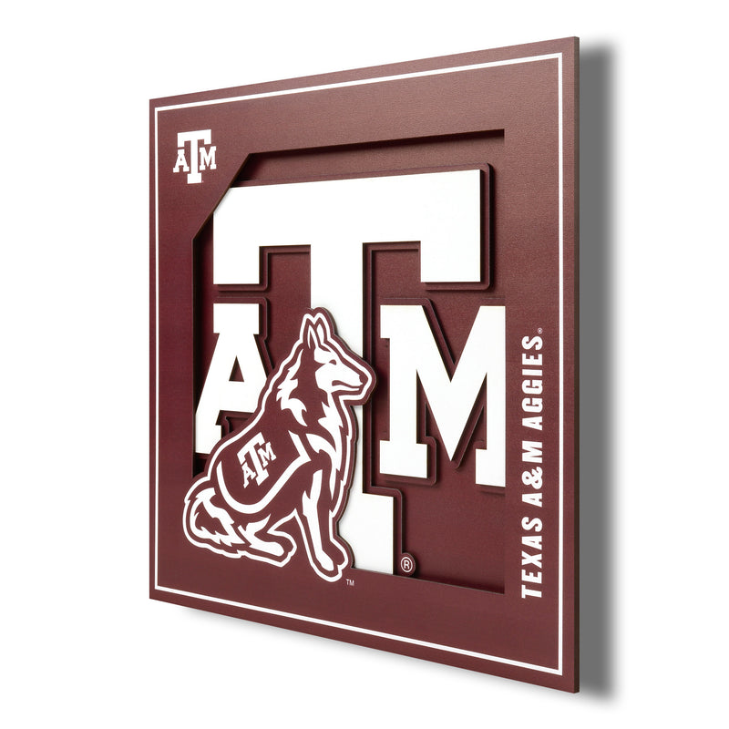 Texas A&M Aggies 12" x 12" 3D "LogoView" Wall Art - Texas Time Gifts and Fine Art