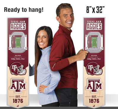 "Texas A&M Aggies" 3D Stadium Banner Wall Decor—8" x 32" - Texas Time Gifts and Fine Art