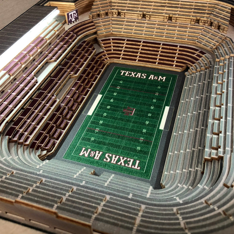 Texas A&M Aggies—Kyle Field 25-Layer "StadiumViews" Lighted 3D End Table - Texas Time Gifts and Fine Art