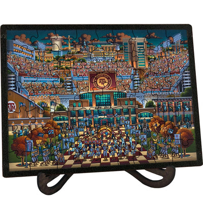 "Texas A&M Aggies" Picture Perfect Framed Wooden Jigsaw Puzzle with Easel (Desk Decor) - Texas Time Gifts and Fine Art