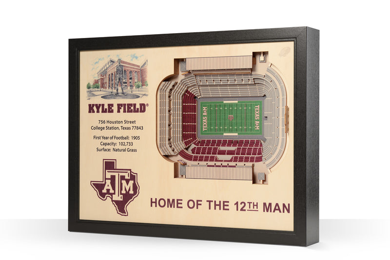 Texas A&M—Kyle Field "Home of the 12th Man" 25-Layer "StadiumViews" 3D Wall Art - Texas Time Gifts and Fine Art