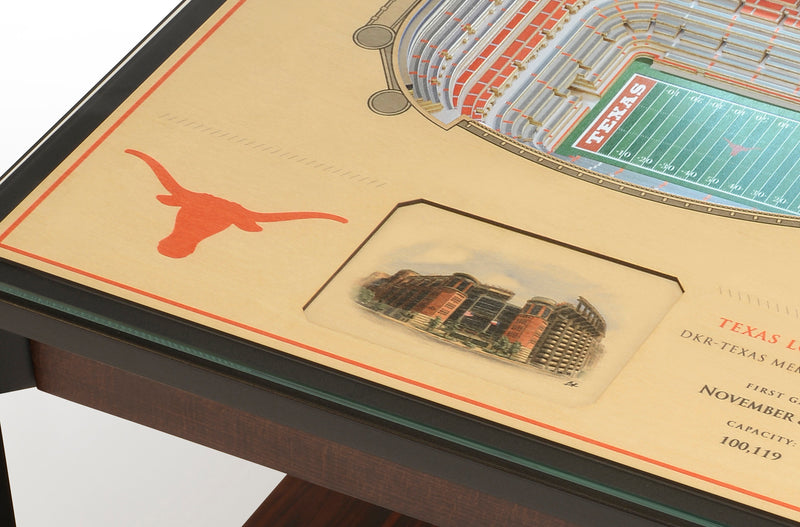 Texas Longhorns—DKR-Texas Memorial Stadium 25-Layer "StadiumViews" Lighted 3D End Table - Texas Time Gifts and Fine Art