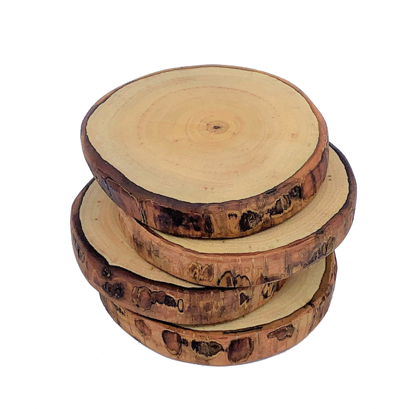 "Texas Pecan Hardwood Rustic Drink Coasters" (Set of Four) - Texas Time Gifts and Fine Art