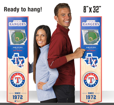 "Texas Rangers" 3D Stadium Banner Wall Decor—8" x 32" - Texas Time Gifts and Fine Art