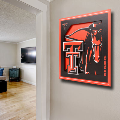 Texas Tech Red Raiders 12" x 12" 3D "LogoView" Wall Art - Texas Time Gifs and Fine Art
