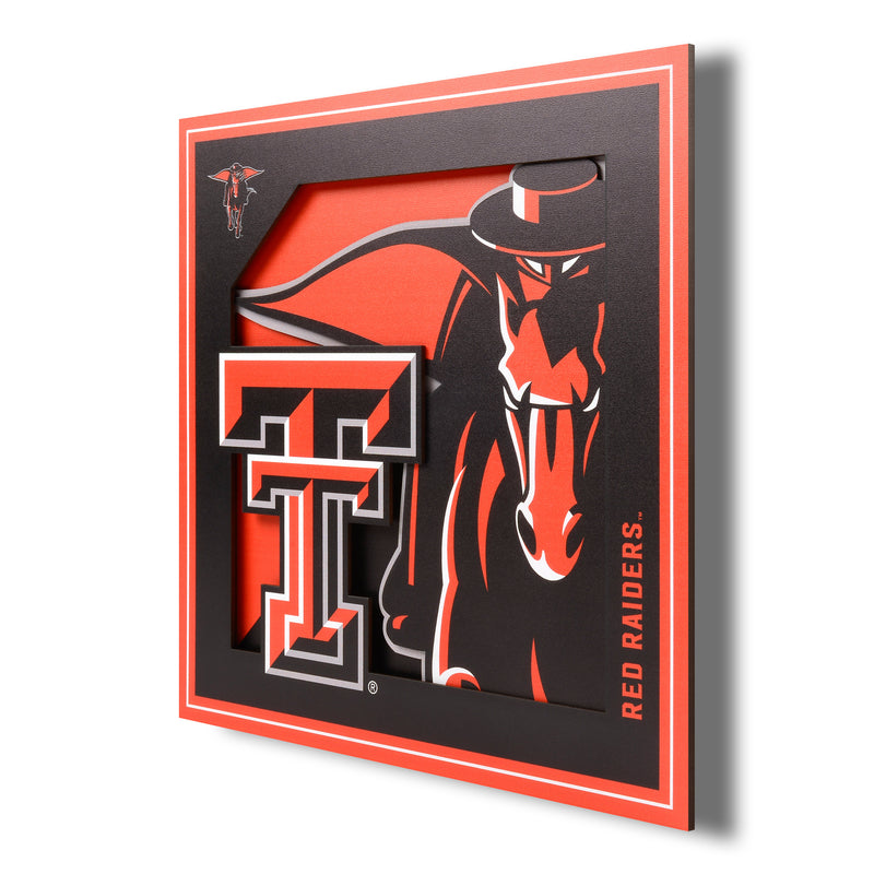 Texas Tech Red Raiders 12" x 12" 3D "LogoView" Wall Art - Texas Time Gifs and Fine Art
