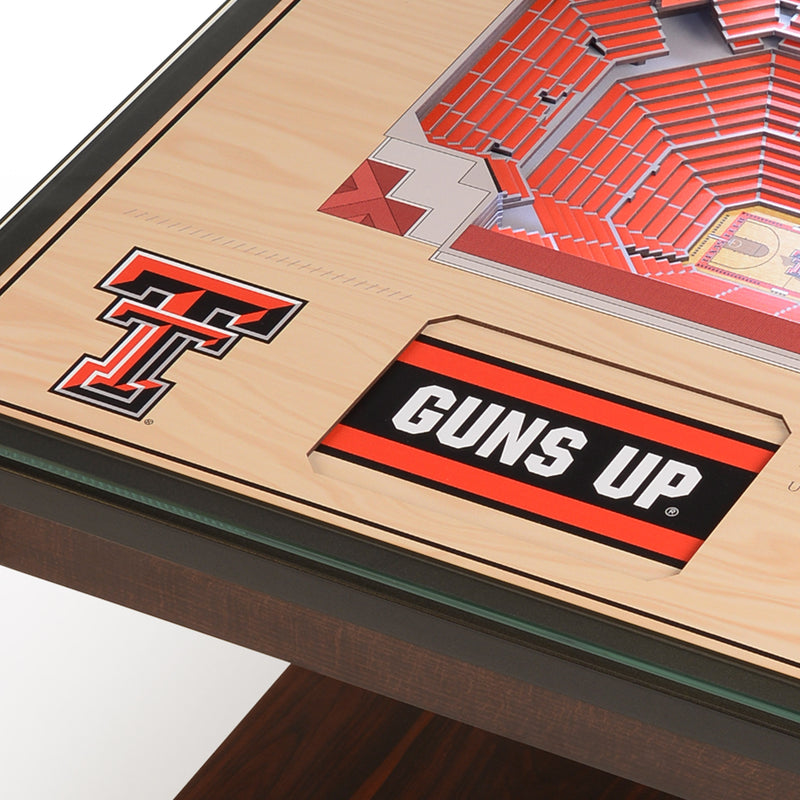 Texas Tech Red Raiders—"Guns Up" United Supermarkets Arena 25-Layer "StadiumViews" Lighted 3D End Table - Texas Time Gifts and Fine Art