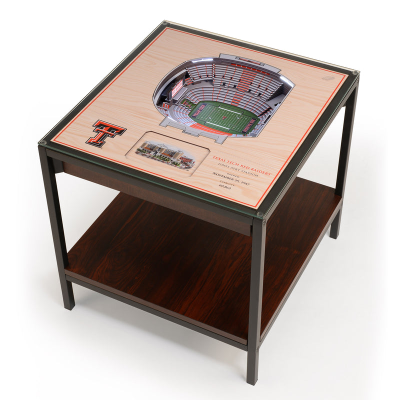 Texas Tech Red Raiders—Jones AT&T Stadium 25-Layer "StadiumViews" Lighted 3D End Table - Texas Time Gifts and Fine Art