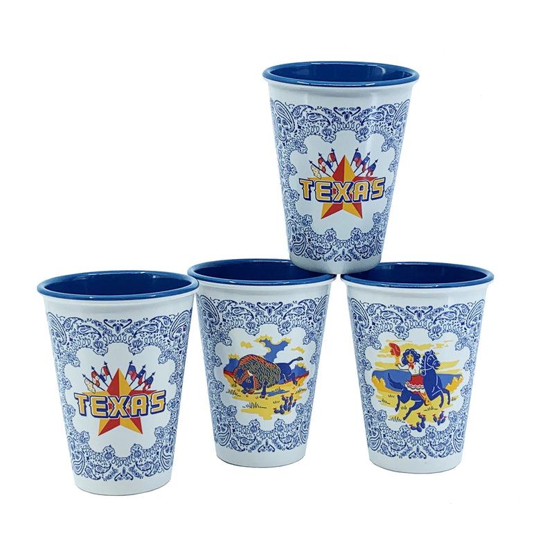 "Texas" Melamine Cups (Variety Quartet) - Texas Time Gifts and Fine Art