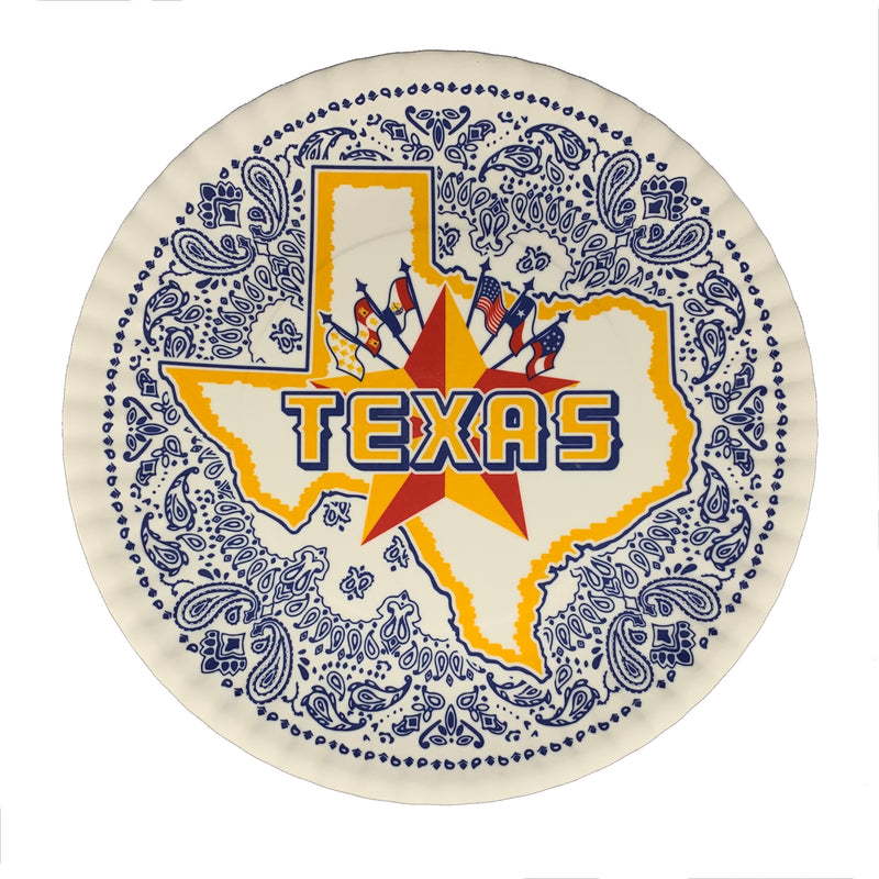 "Texas" Melamine Plates (Reusable—Set of Four) - Texas Time Gifts and Fine Art
