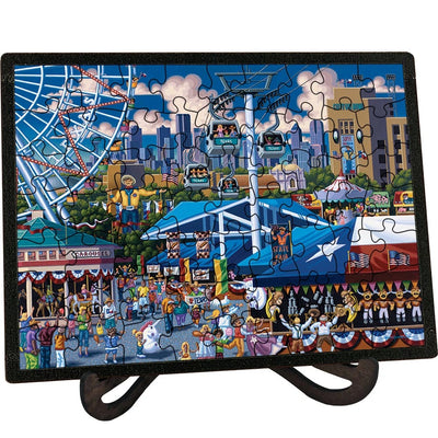 Texas "State Fair" (Dallas) Picture Perfect Framed Wooden Jigsaw Puzzle with Easel (Desk Decor)—IN STOCK - Texas Time Gifts and Fine Art