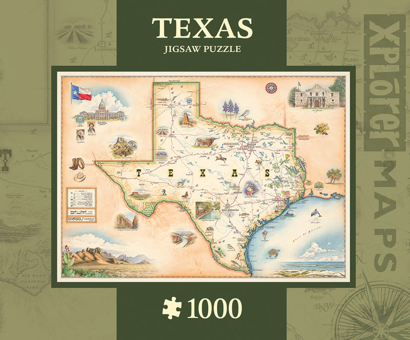 "Texas" XPLorer Maps Jigsaw Puzzle - Texas Time Gifts and Fine Art