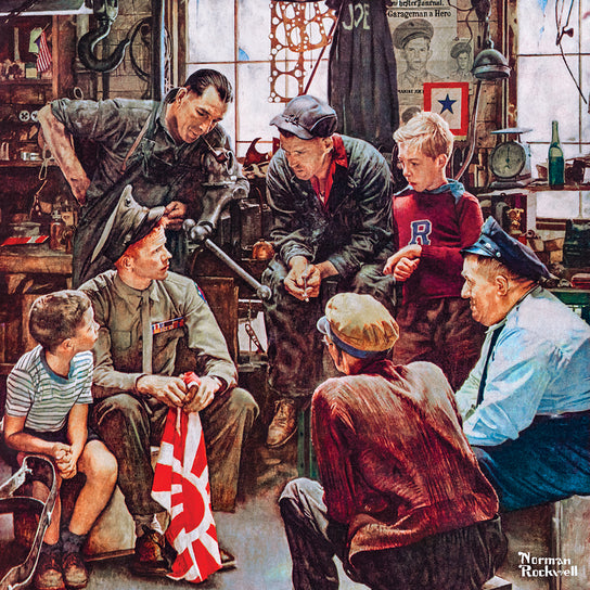 "The Saturday Evening Post Homecoming Marine" by Norman Rockwell Jigsaw Puzzle - Texas Time Gifts and Fine Art