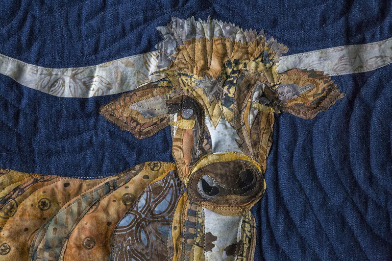 "Mighty Longhorn" Batik Wall Hanging—49" x 36" - Texas Time Gifts and Fine Art