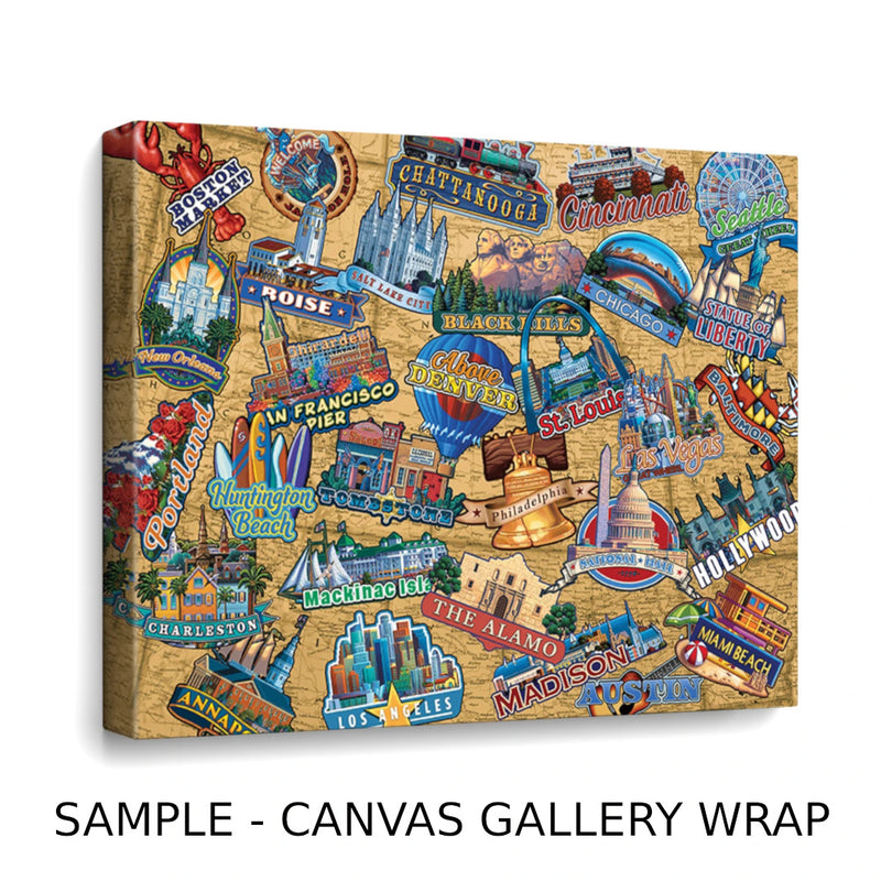 "Travel America" Canvas Gallery Wrap Wall Art - Texas Time Gifts and Fine Art