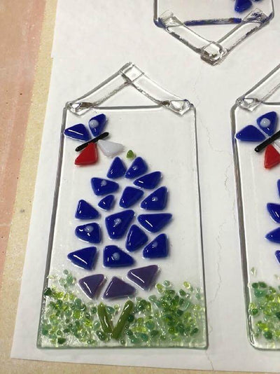 "Bluebonnet and Texas Butterfly" Glass Sun Catcher - Texas Time Gifts and Fine Art