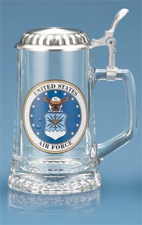 "U.S. Air Force" Glass Beer Stein - Texas Time Gifts and Fine Art 220823