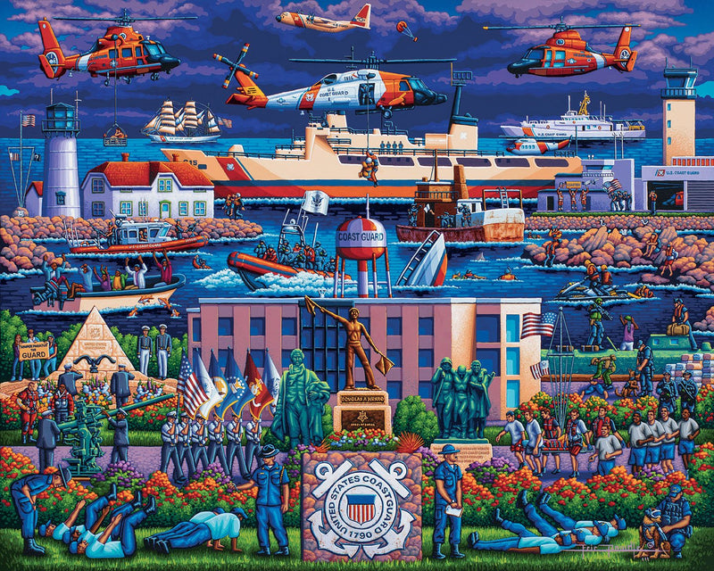 "U.S. Coast Guard" Picture Perfect Framed Wooden Jigsaw Puzzle with Easel (Desk Decor) - Texas Time Gifts and Fine Art