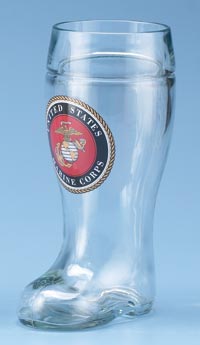 U.S. Marine Corps Glass Beer Boot (1 Liter) - Texas Time Gifts and Fine Art 220825