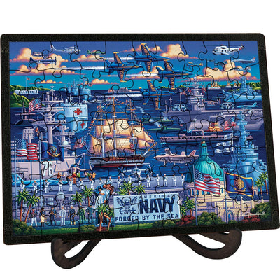 "U.S. Navy" Picture Perfect Framed Wooden Jigsaw Puzzle with Easel (Desk Decor) - Texas Time Gifts and Fine Art