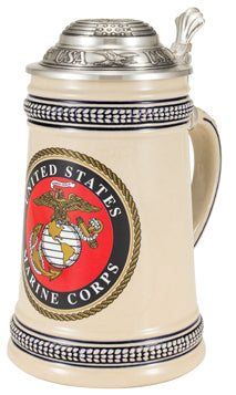 "U.S. Marine Corps—EGA Seal" Stoneware Beer Stein - Texas Time Gifts and Fine Art 220827