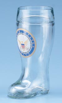 US Navy Glass Beer Boot (1 Liter) - Texas Time Gifts and Fine Art 220827