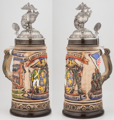 "U.S. Marine Corps" Raised Relief-Style Stoneware Beer Stein—Limited Edition - Texas Time Gifts and Fine Art 220828