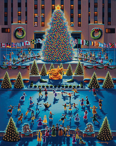 "Winter Fun" (Rockefeller Center Christmas Tree) Stratascape Dimensional Wall Art - Texas Time Gifts and Fine Art
