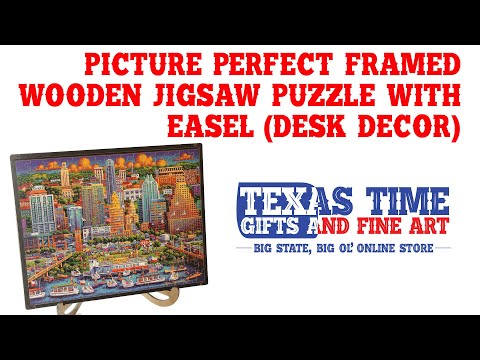 "San Antonio" Picture Perfect Framed Wooden Jigsaw Puzzle with Easel (Desk Decor) - Texas Time Gifts and Fine Art